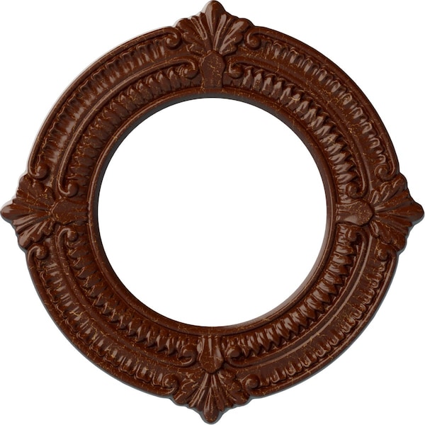 Ekena Millwork Benson Medallion (Canopies up to 6 1/8"), 11 1/8"OD x 6 1/8"ID x 5/8"P, Burnished Mahogany Crackle CM11BNBMC - main